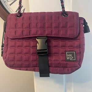 HKWIP burgundy quilted nylon shoulder/crossbody bag